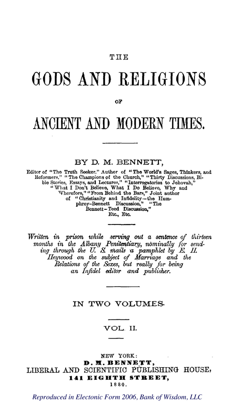 The Gods and Religions of Ancient and Modern Times - Vol. 2